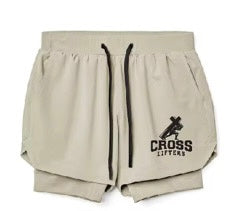 Cross Lifters beige men’s compression shorts 

